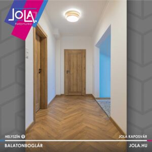 Harlech tölgy halszálkás laminált padló, 4 oldalon fózolt, Balatonbogláron